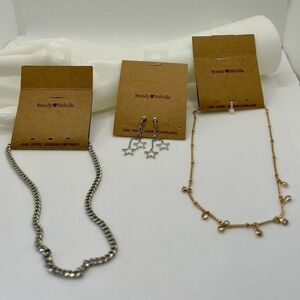 BRANDY MELVILLE Jewelry Bundle,  Rhiinestone & Link Necklaces, Star Earrings NWT